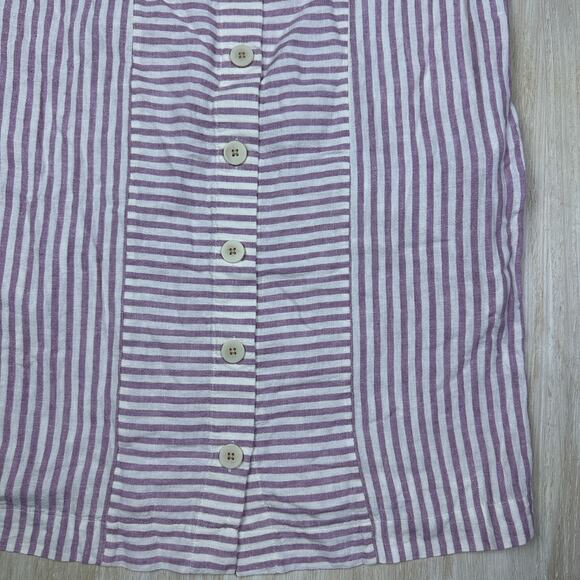 NWT Madewell Stripe Play Button Back Linen Blend Shift Preppy Pockets Dress M - Picture 8 of 15